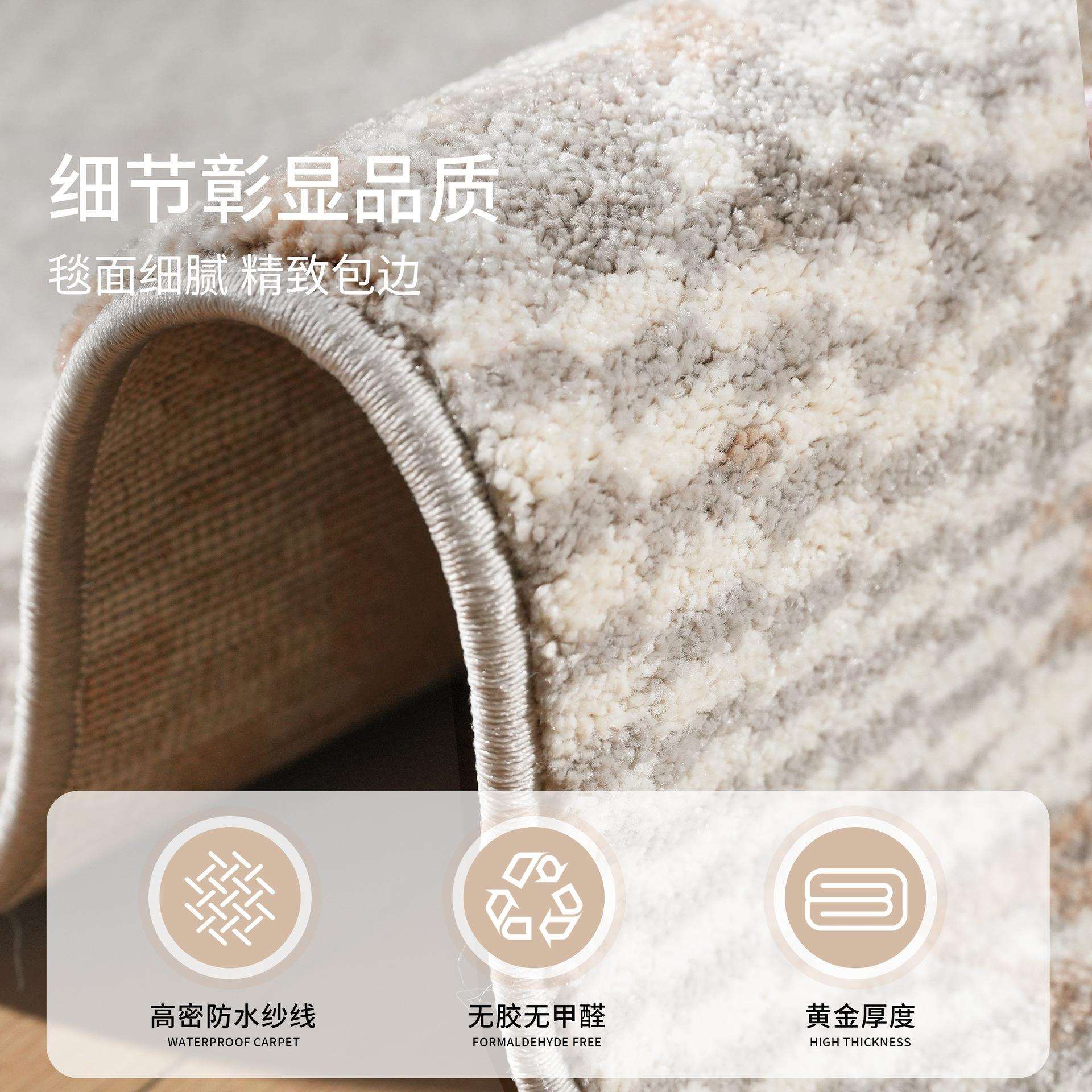 无胶地毯客厅美式简约轻奢茶几毯北欧风抽象床前毯卧室耐脏地毯
