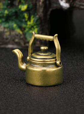 民族年风代仿古风做旧烧水壶玩黄铜摆件童CA1320趣古茶宠摆设工艺