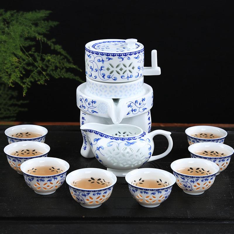 陶瓷功夫茶具家用石磨创意半自动懒防烫茶具茶壶茶杯