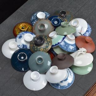 茶壶盖子单盖卖盖子大全泡茶壶盖哥窑汝碗窑青瓷羊脂玉陶瓷盖配件