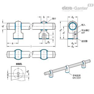 3330 Elesa Ganter伊莉莎冈特 不锈钢带活动手柄支腿 管状手柄