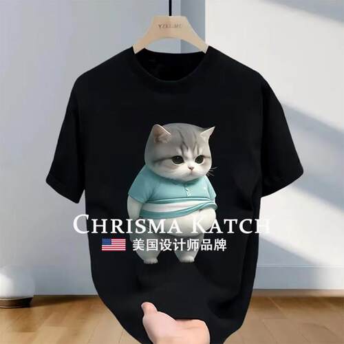 出口美国⭐Chrisma Katch~2026夏季新款美式圆领短袖时尚潮流