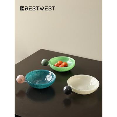 水果盘客厅茶几家用精致高颜值轻奢2025新款托盘玻璃糖果盘子前台