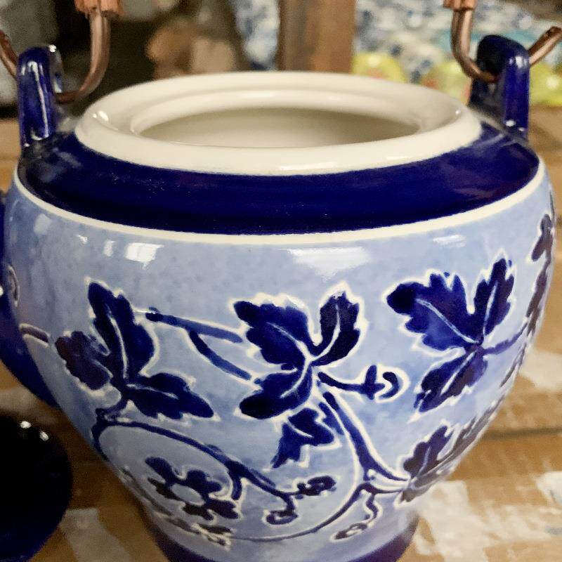 青花瓷陶瓷壶老式提梁壶陶瓷泡茶壶餐厅凉水壶大容量