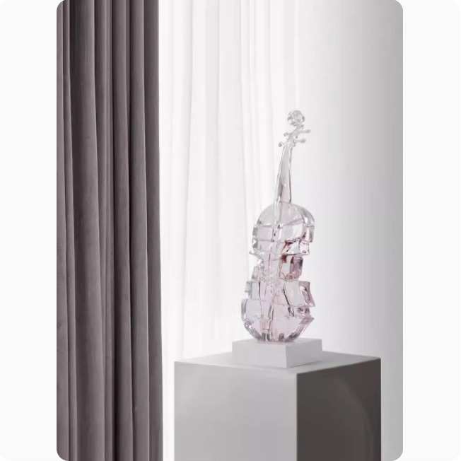 简约小提琴样板房落地艺会吧贝子雕塑所摆件酒店艺术品餐音乐装饰