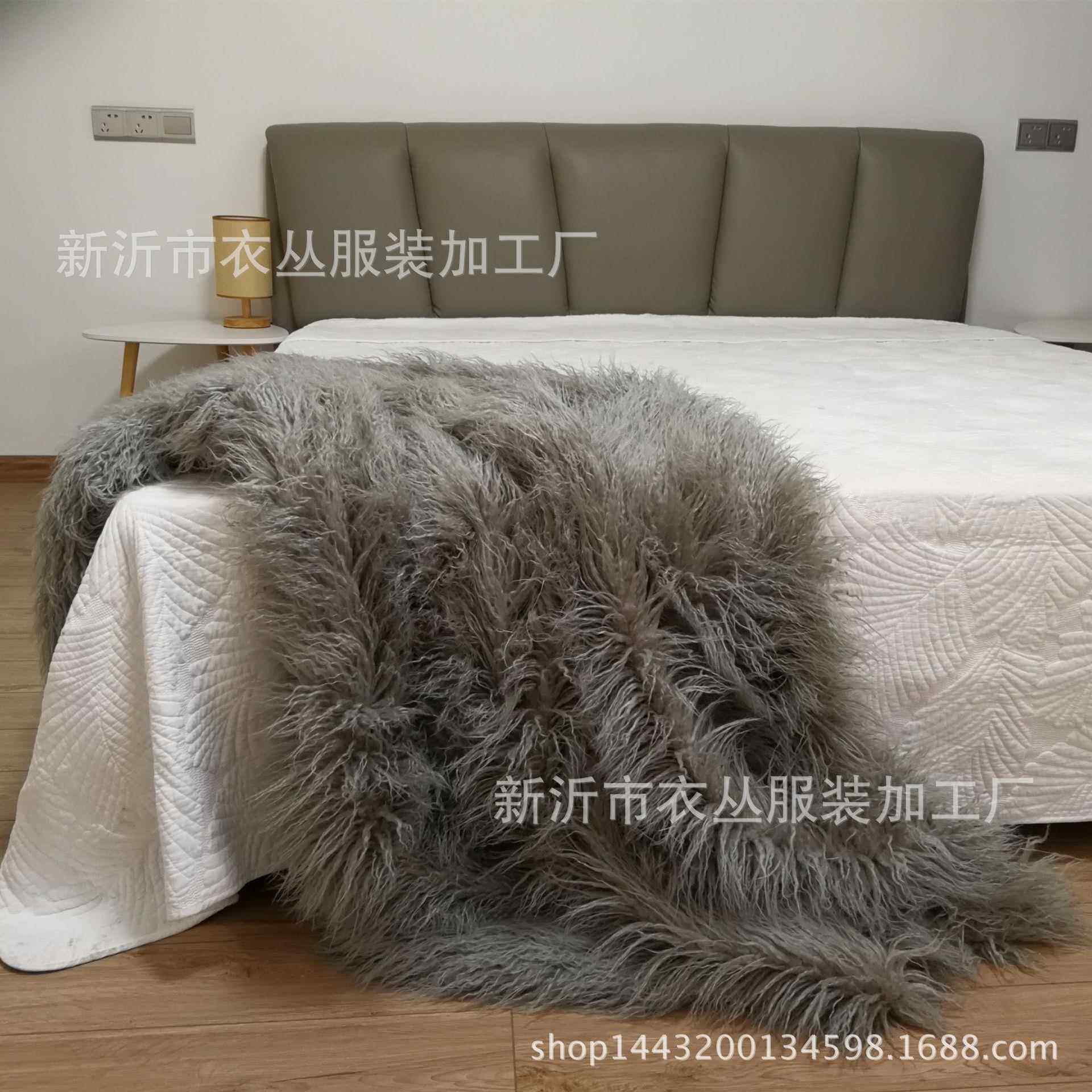 古欧式祺样板房典cc10115t沙发毯床滩羊床尾毯毛毛饰茸装搭毯现货