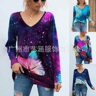 Long Sleeve Shirt Neck Loose Women Fashion
