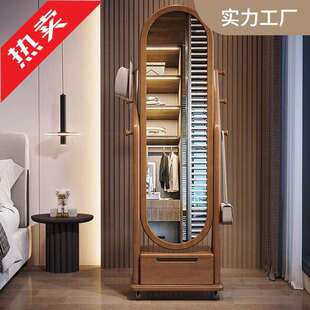 欧式全身镜家用实木穿衣镜旋转落地镜化妆镜家用镜子衣帽间网红镜