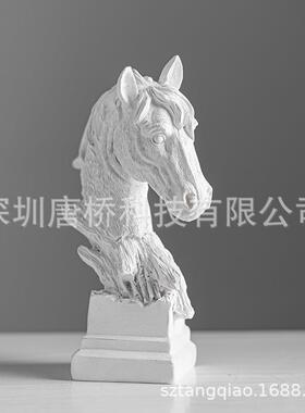 跨境新品家居摆件马头树脂工艺品摆件动物摆件电视柜书架摆件摆饰