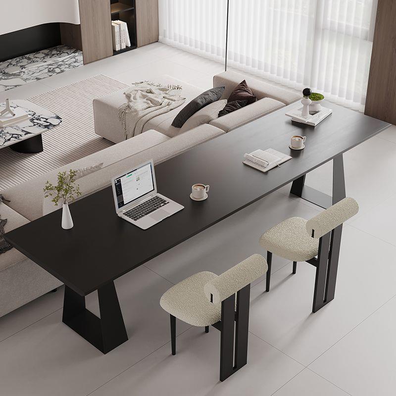 黑色实木书桌家用客厅意式极简横厅沙发后长条桌双人学习桌办公桌