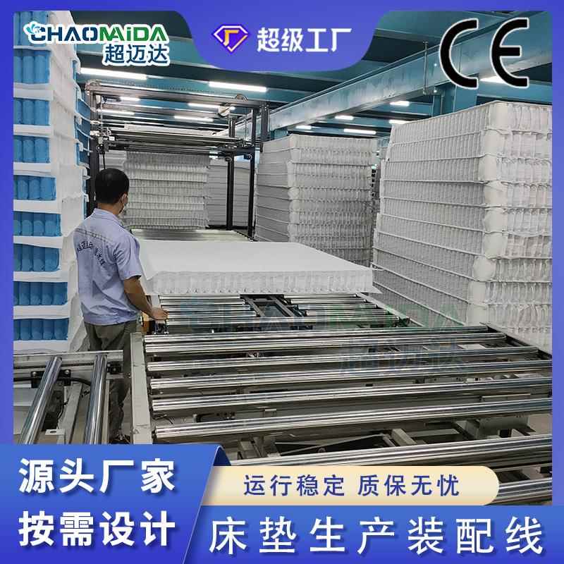 床垫生产线全自动叠高机自动流水线生产线平移式滚筒输送机