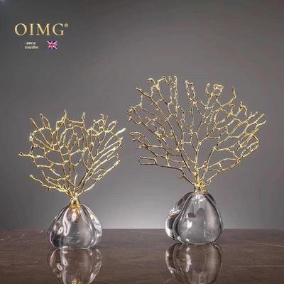 OIMG英国创意发财树高档摆件大理石北欧简约玄关电视柜招财装饰品