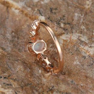 Rose Fire Small Color Gold Silver Ring Opal White Rainbow