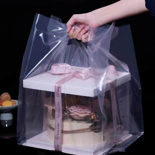 透明加厚蛋糕袋子面包甜品包装袋烘焙蛋糕盒打包袋外卖手提塑料袋