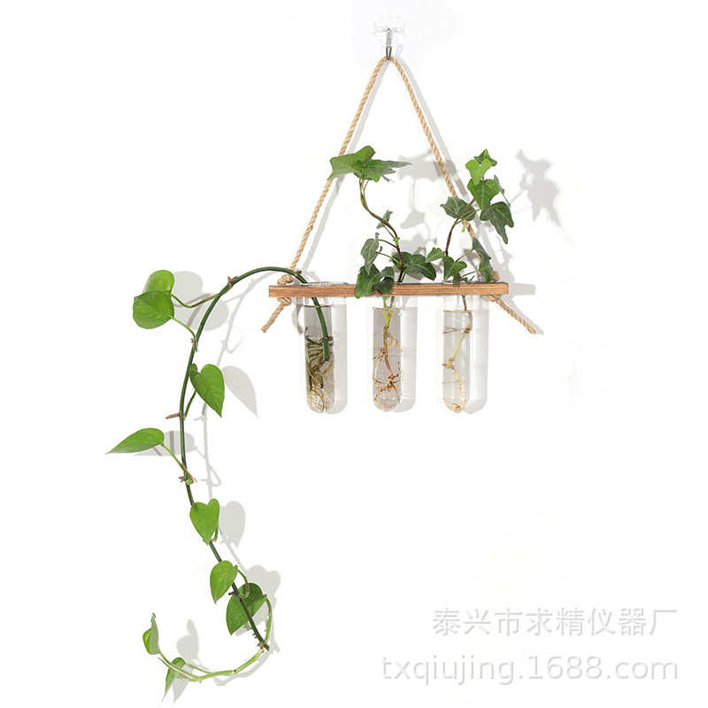 玻璃水培试管插花玻璃水培试管壁挂墙面装饰花瓶家居植物悬挂壁饰