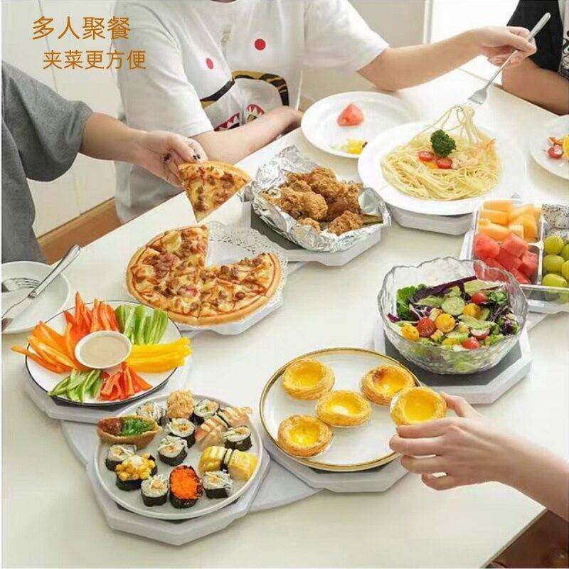 长桌专CIT用动转盘旋转盘餐盘家用适合长餐桌长的手便携式托条桌