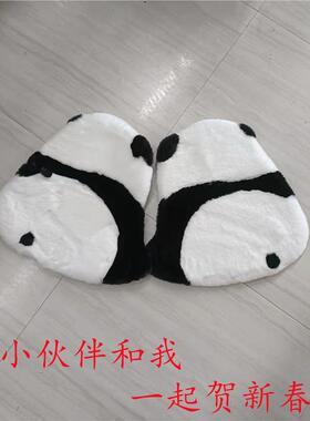 成对新款卡通毛绒地毯仿毛地垫仿兔毛熊猫地垫熊猫PP坐垫
