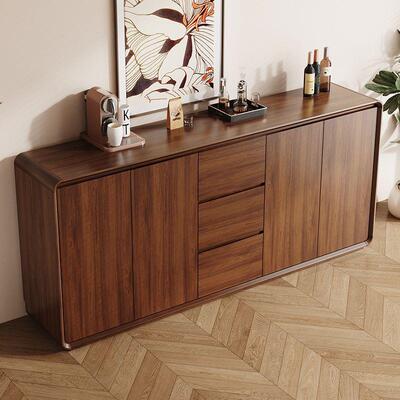 餐边柜储物柜一体靠墙实木色客厅收纳柜厨房碗柜新中式多功能