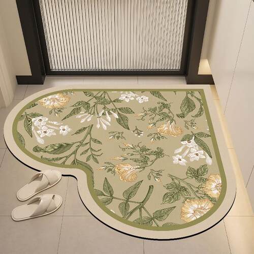 心形浴室门口专用地垫化妆室厕所吸水速干 干耐脏防滑矽藻泥脚垫