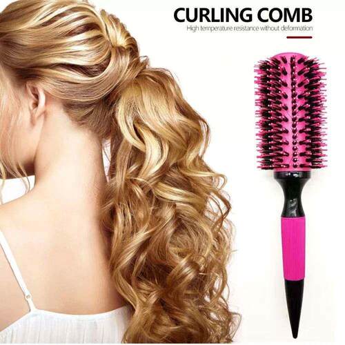 Wooden Round Hair Comb Brush With Boar Bristle Mix Nylon Sty