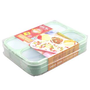 悠悦便当盒大容量4格学生便携餐盒密封分隔四格饭盒1000ml带勺子