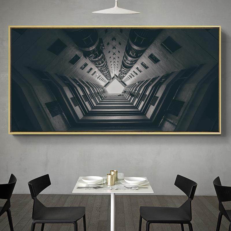 凝注视角 现代简约建筑装饰画大幅工业风办公室挂画横幅别墅壁画