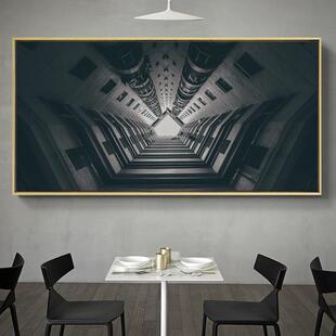 凝注视角 工现代约建筑装饰画凝望视角大幅业风办公挂画横简幅别