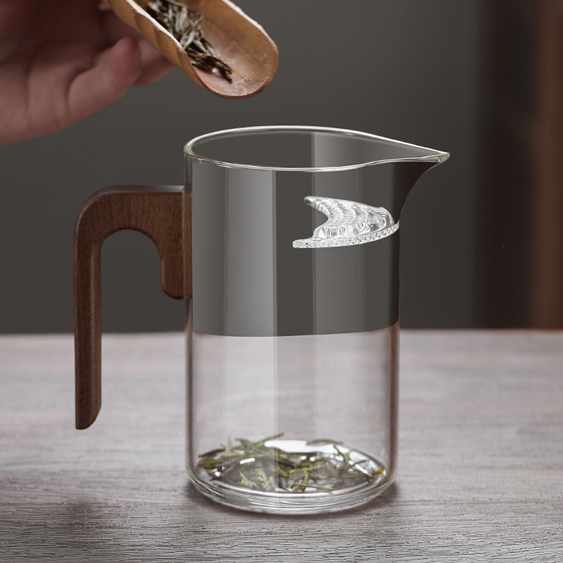 耐高温茶水分离公道杯玻璃茶漏一体月牙公杯家用过滤绿茶杯分茶器