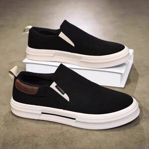 潮牌2026春季新款时尚轻便透气帆布男生百搭软底一脚蹬运动休闲鞋