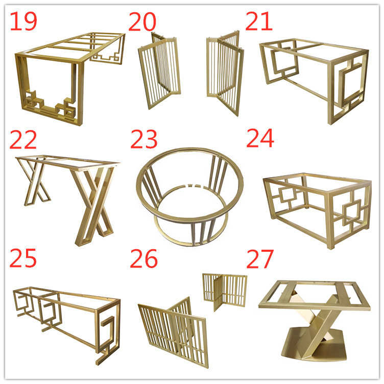 会议办公桌金色桌脚铁艺餐桌茶几支架吧台脚桌架支撑脚金属黑桌腿