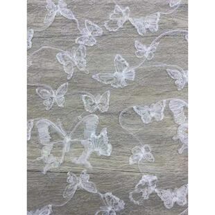 厂家直销 新款立体蕾丝大小蝴蝶珠绣 蕾丝童装花边 刺绣面料布料