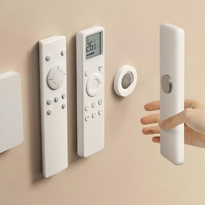Wall-mounted magnetic strip for remote control storage, no d
