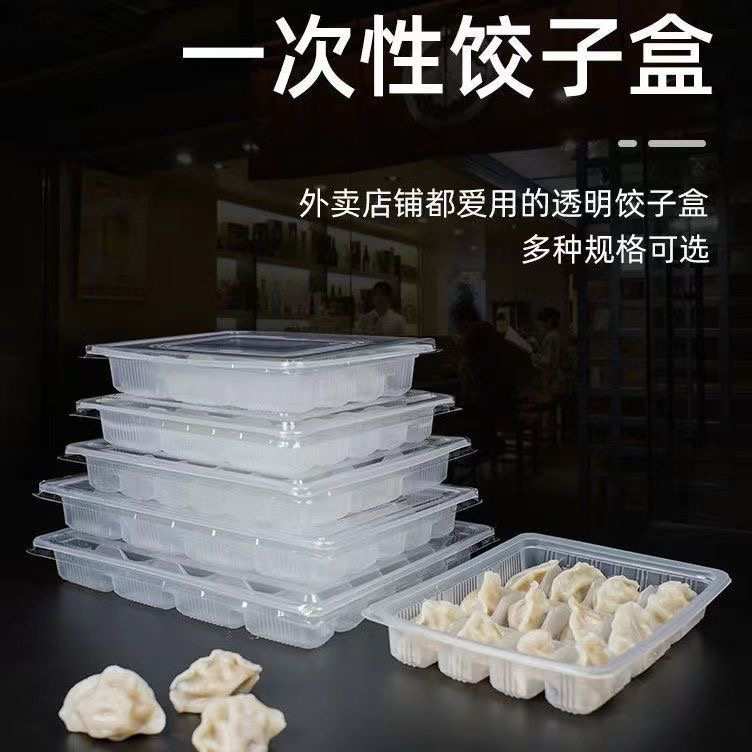 饺子餐盒托盘盒20盒饺子一次性水饺盒格饺子透明打包外卖加厚盒