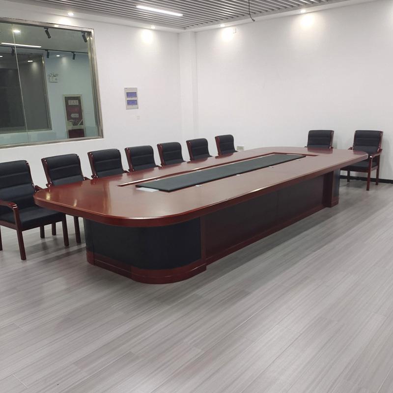 大型会议桌长桌商务洽谈桌油漆实木皮椭圆形开会议桌子包邮包安装