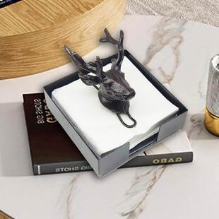 北欧铸铁鹿头纸巾盒厨房家用桌面正方形餐巾纸收纳盒创意家居装饰