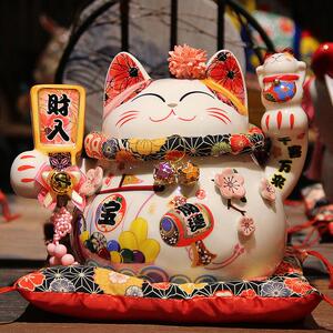 寸招財猫存钱罐厂家直销陶瓷蓄罐8银台入门玄关招收财猫摆86880、