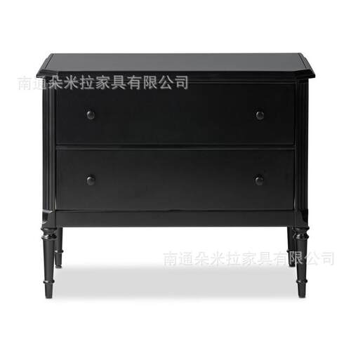 RH美式复古黑色床头柜高端简约卧室床头柜储物柜