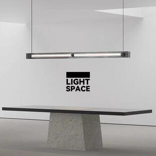 意式 极简餐厅吊计灯现简约台76设感全光谱吧高端玻璃一字长代条吊