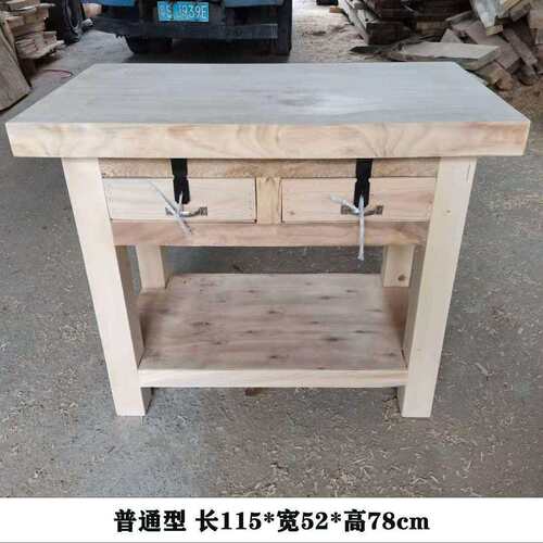 原木模具工作台木工重型实木操作台木制钳工作台虎钳木台维修桌