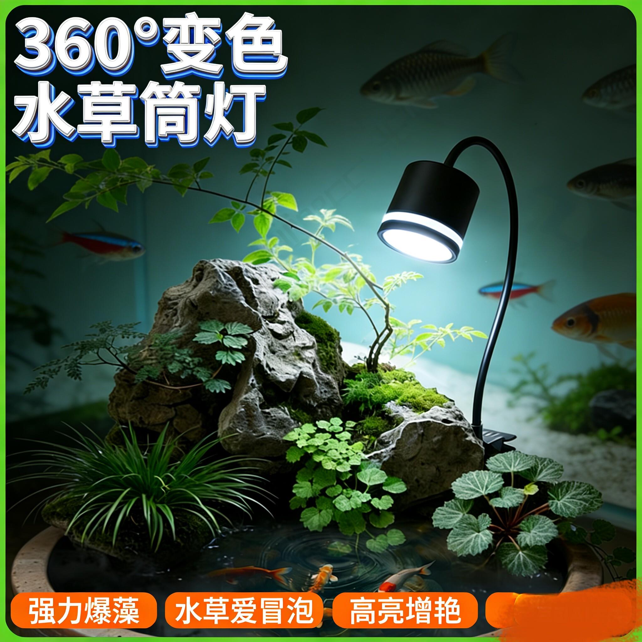 古法缸陶瓷缸古法养鱼蓝光补光灯鱼缸灯原生溪流南美射灯水草专用
