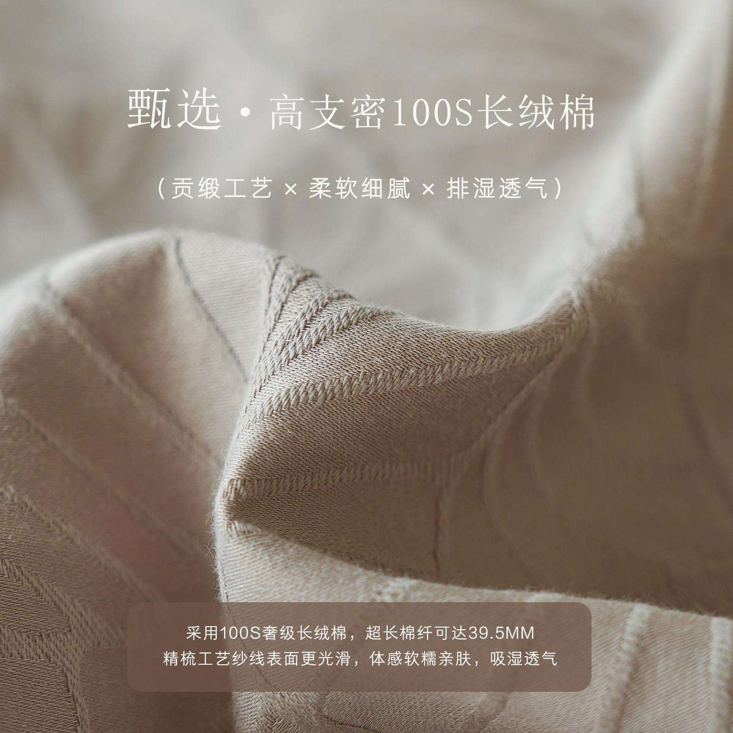 轻奢简约丨100S长绒棉高支密浮雕立体全棉提花亲肤纯棉舒适四件套