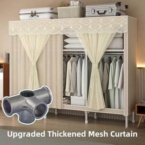 简易布衣柜加厚钢管纱窗帘储物柜组合衣柜衣柜家庭卧室储物柜