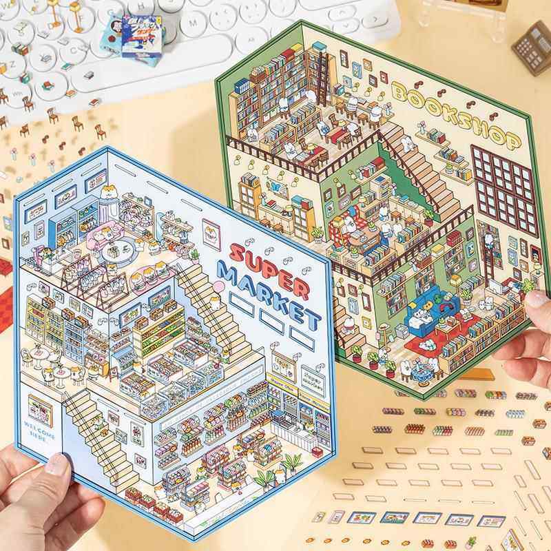 语闲立体微缩pet造景贴纸 幻想世界系列 学生手账diy造景贴纸包