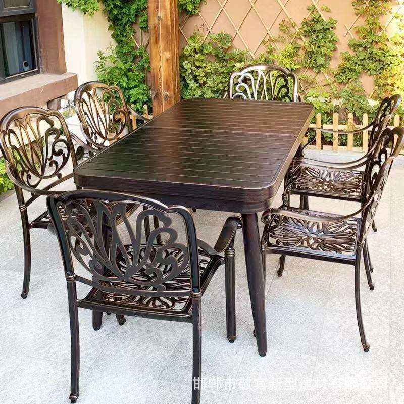户外桌椅套石材桌椅户外欧式古铜色铁艺桌椅 花园庭院茶几椅子套