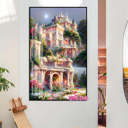 花园城堡5d立体钻石画满钻客厅玄关高难度手工diy砖石贴画十字绣