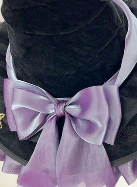 Halloween Party Witch Hat Costume Bowknot Large Black Crooke