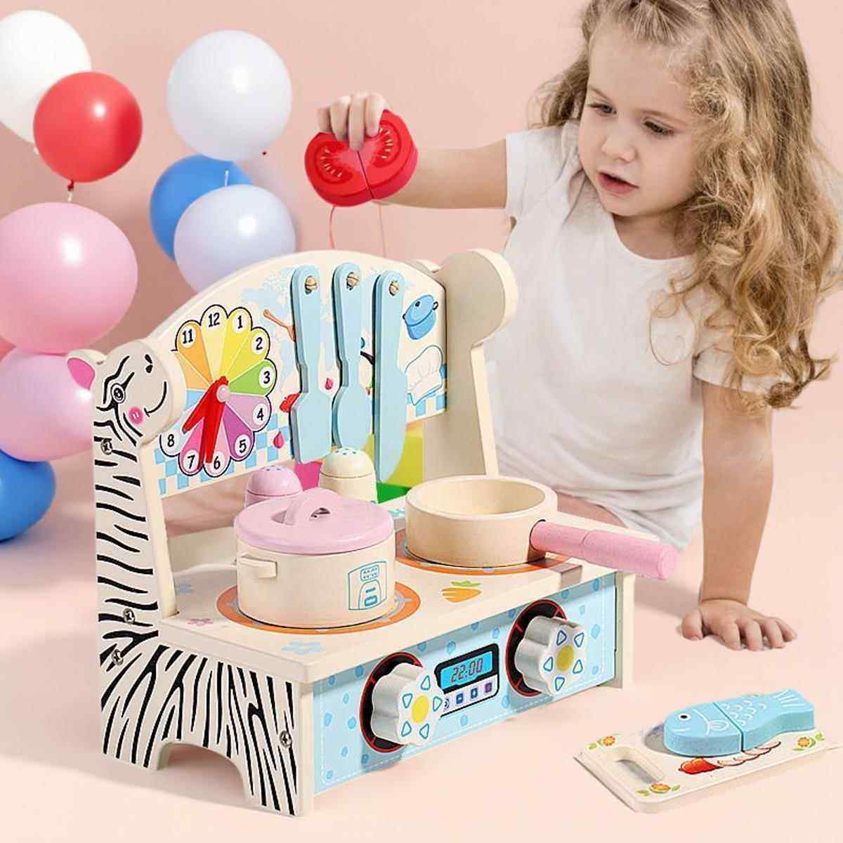 木制儿童扮家家酒迷你小厨房彷真玩具2-3岁儿童玩具4到6岁小厨具