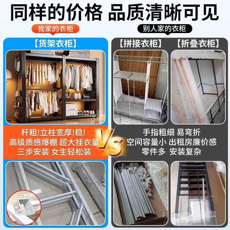 货架衣柜简易家用金属服装展示架干洗店钢制开放式挂衣架衣服架子