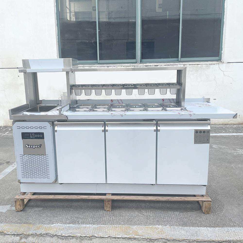 奶茶设全套水257吧台 开槽商用冷备藏操作台冷饮店水吧操作店台