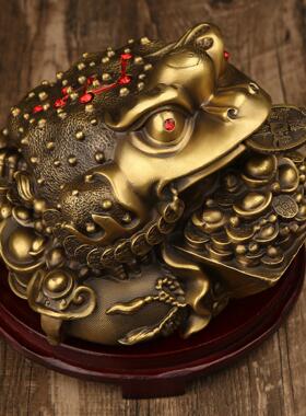 纯黄铜金蟾日进斗客厅办公室开业礼品玄关店铺乔迁工艺品